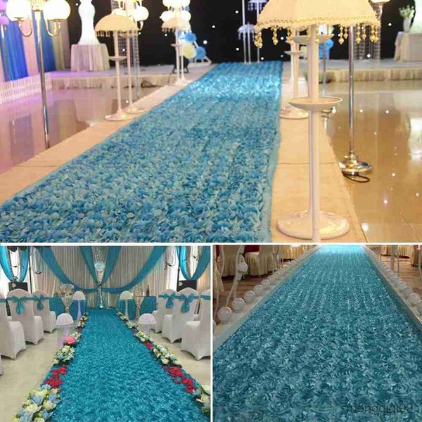 Carpet Wedding Decoration 3D Satin Rose Lace Carpet Embroidered Festival Celebration Flower Carpet Bridal Wedding Carpet Curtain Decor R2310