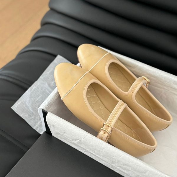 Classic Cotton Fabric Mary Jane Ballet flat shoes strap sandal loafers womens flat Dress shoes Office shoes Real leather slip on shoe