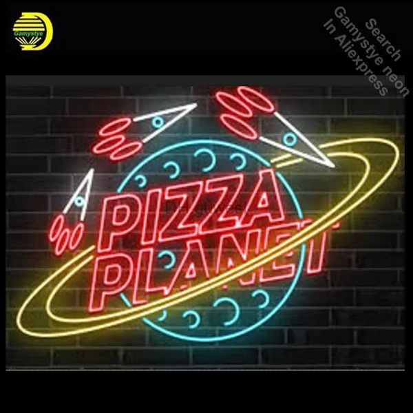 LED Neon Sign Neon Sign PIZZA PLANET Neon Bulbs Recreation Beer Glass Tube Handcraft Neon Light Lamp Anime Room Decor Hotel Neon Light Wall