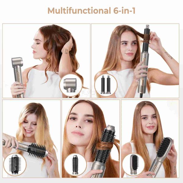 Hair Dryer Brush 6 in 1 Hot Air Brush Blow Dryer Brush in One with Volumizer Detachable Styler for Straightening Hair CurlingZ240708