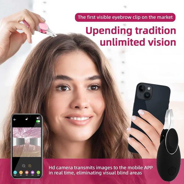 Eyelash Curler Visual Eyebrow Clip Magnify HD Camera Eyebrow Tweezers White Hair Removal Tweezer Lip Hair Whiskers Sideburns Fuzz Beard Twee