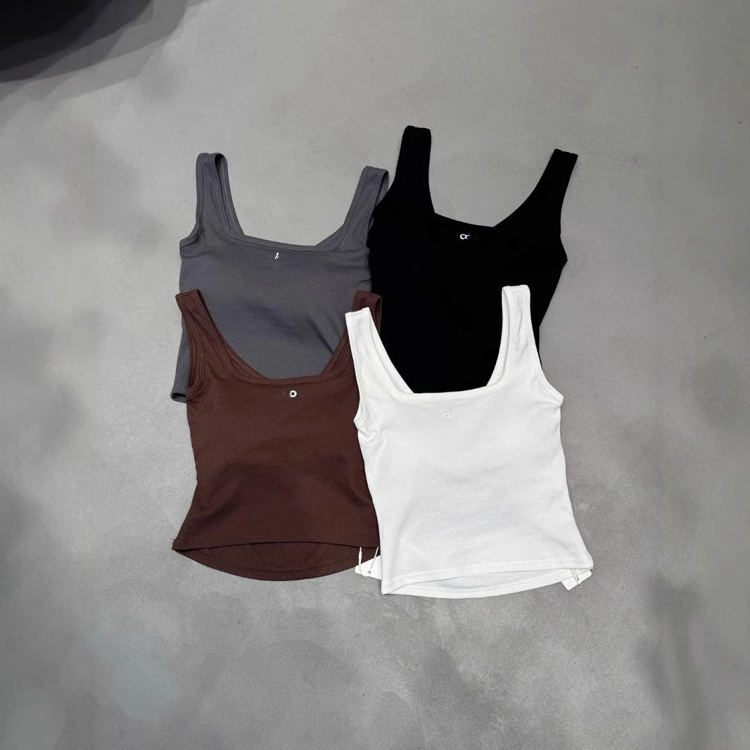 Women Tees Woman Tank Top Tees Summer Sports Knitted Tanks Embroidery Logo Tank Top Summer Short Slim Navel Exposed Outfit Elastic