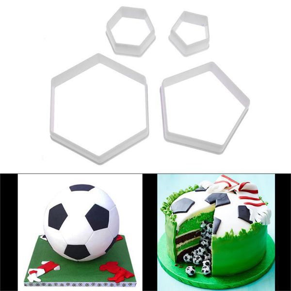 4pcs Football Cookie Cutters Soccer Shape Fondant Cake Mold Embosser Cake Decor Dough Modelling Kitchen Tools for DIY Cake