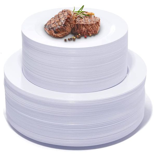 Disposable Flatware White Round Plastic PlatesDisposable Dinner Plates Cake Premium Hard Party Appetizer for WeddingParty 230901