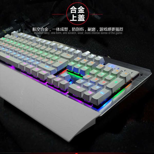 Keyboards Green axis illuminated mechanical keyboard backlit metal mechanical keyboard wired internet cafe gaming mechanical keyboard S25210