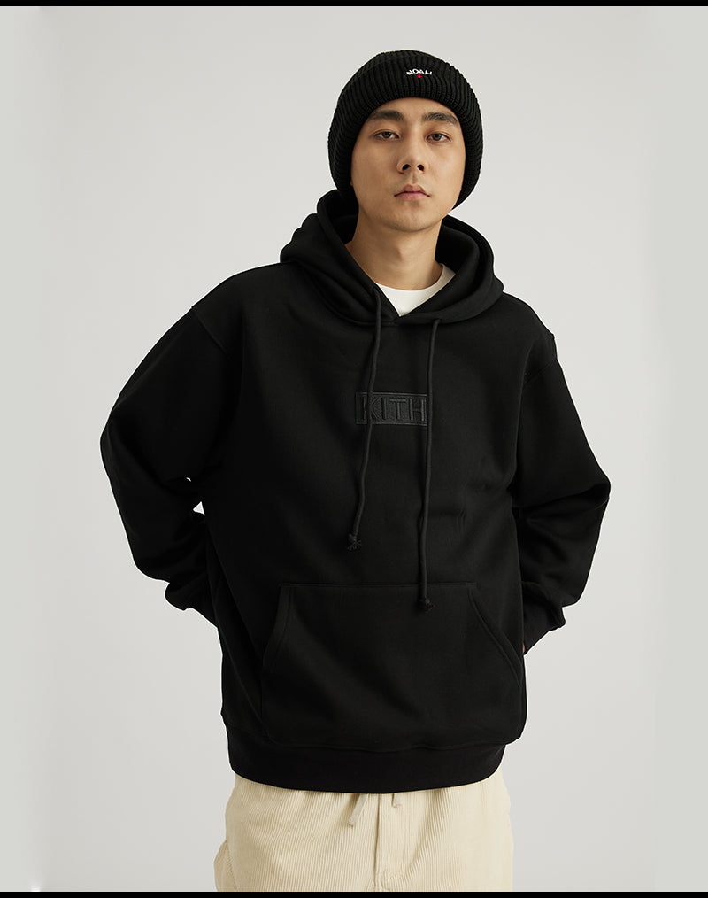 High Quality Thick Box Logo Hoodie Men Women Embroidery Sweatshirts Casual Loose Pullover