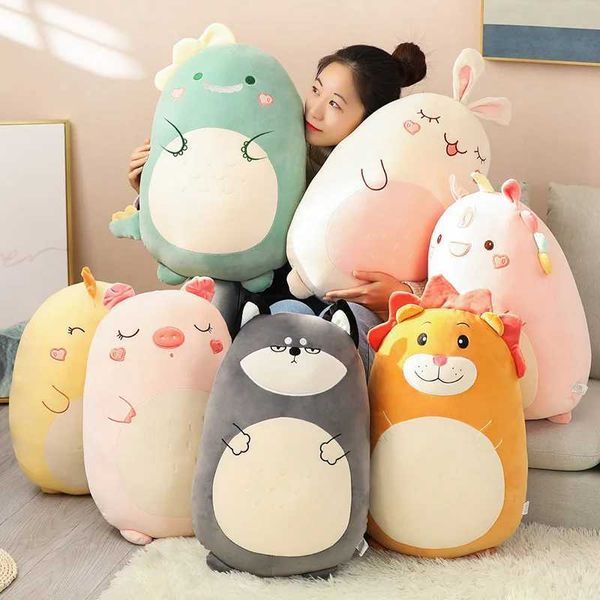 Plush Dolls 45-60CM Squishy Toy Kawaii Animal Fat Dinosaur Shiba Inu Dog Pillow Plush Toy Cute Rabbit Doll Girl Bed Mattress J241214