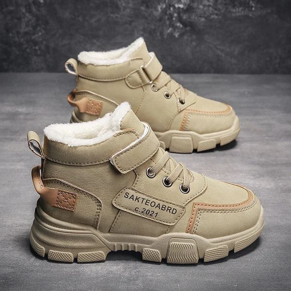 Crianças de neve botas de caminhada High Top Plus Velvet Shoeshing Shoes para meninos meninas ao ar livre Andando esportes de moda esportes