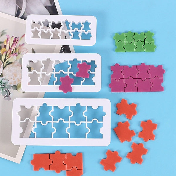 3 ensembles d'emporte-pièces en plastique de qualité alimentaire puzzle