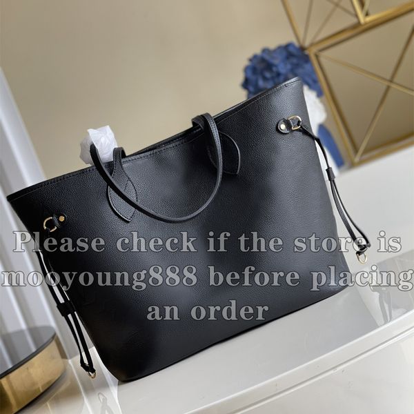 12A Upgrade Mirror Quality Designer Tote Bag MM Shopping Bag for Women Genuine Leather Black Purse Letter Embossed Tote Luxury Handbags Shou