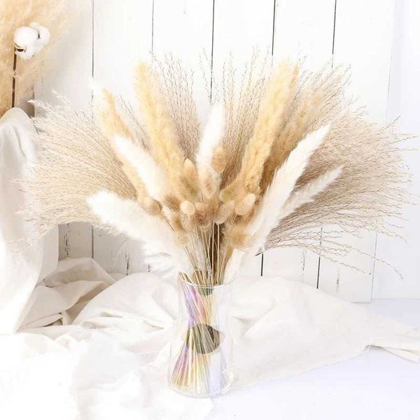Dried Flowers Pampas Grass Mix Bouquet Aesthetic Room Decor Accessories Plants Centerpiece Christmas Wedding Decorations 2023 Dried Flowers
