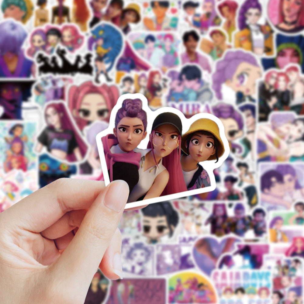 50-500pcs Kpop Demon Hunters Stickers for Water Bottle Waterproof Stickers for Laptop Skateboard Phone Guitar Travel Case Bike Notebook Helmet Stick