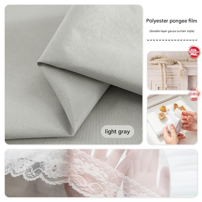 YL-36748 Japanese style full blackout double layer gauze curtain finished product sunshade insulation bedroom bay window non-transparent living room