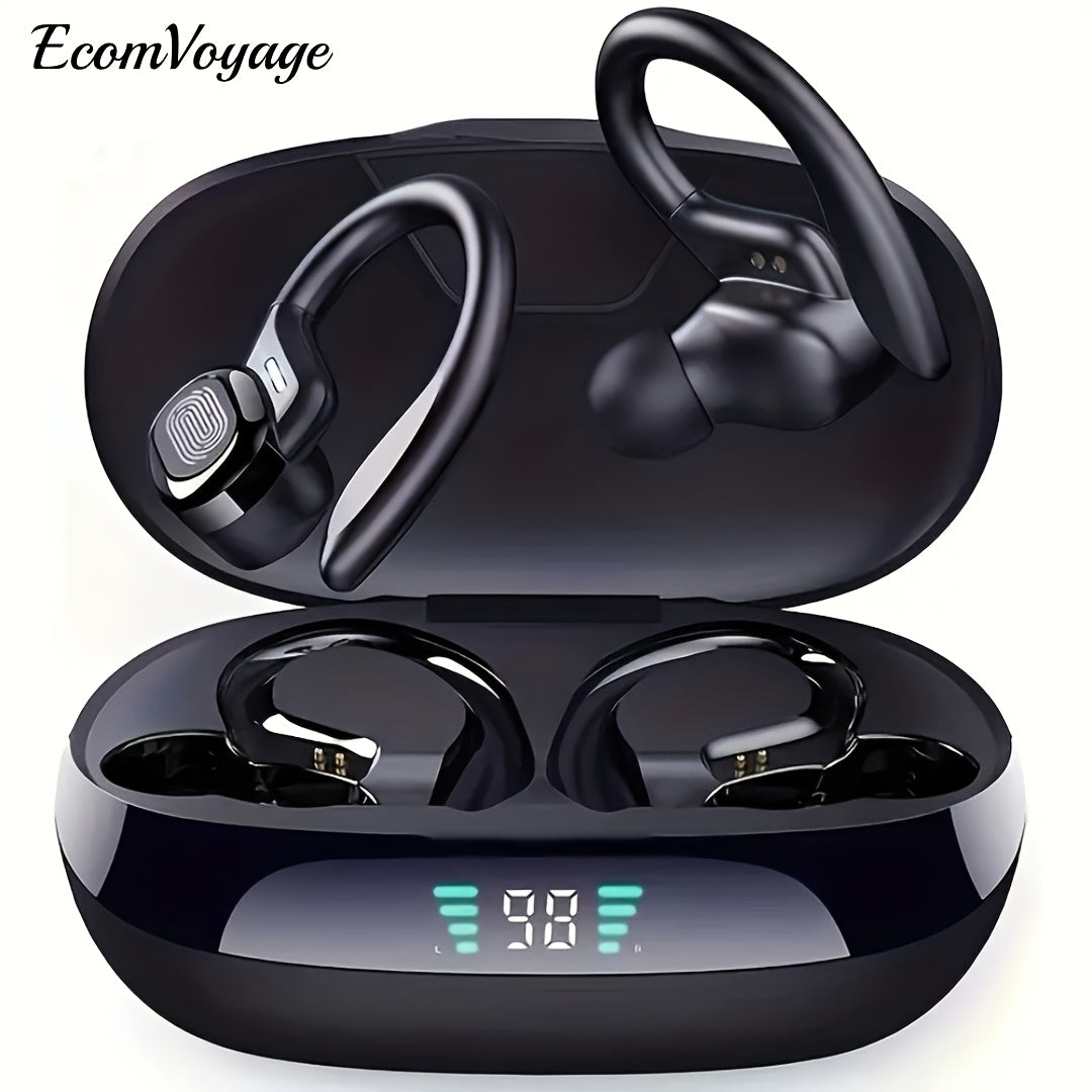 TEMU Ecomvoyage True Wireless Earbuds With Mic, Tws In-ear Headphones With Enc Noise Cancellation, Touch Volume, Wireless Sports Ear Hooks, Led