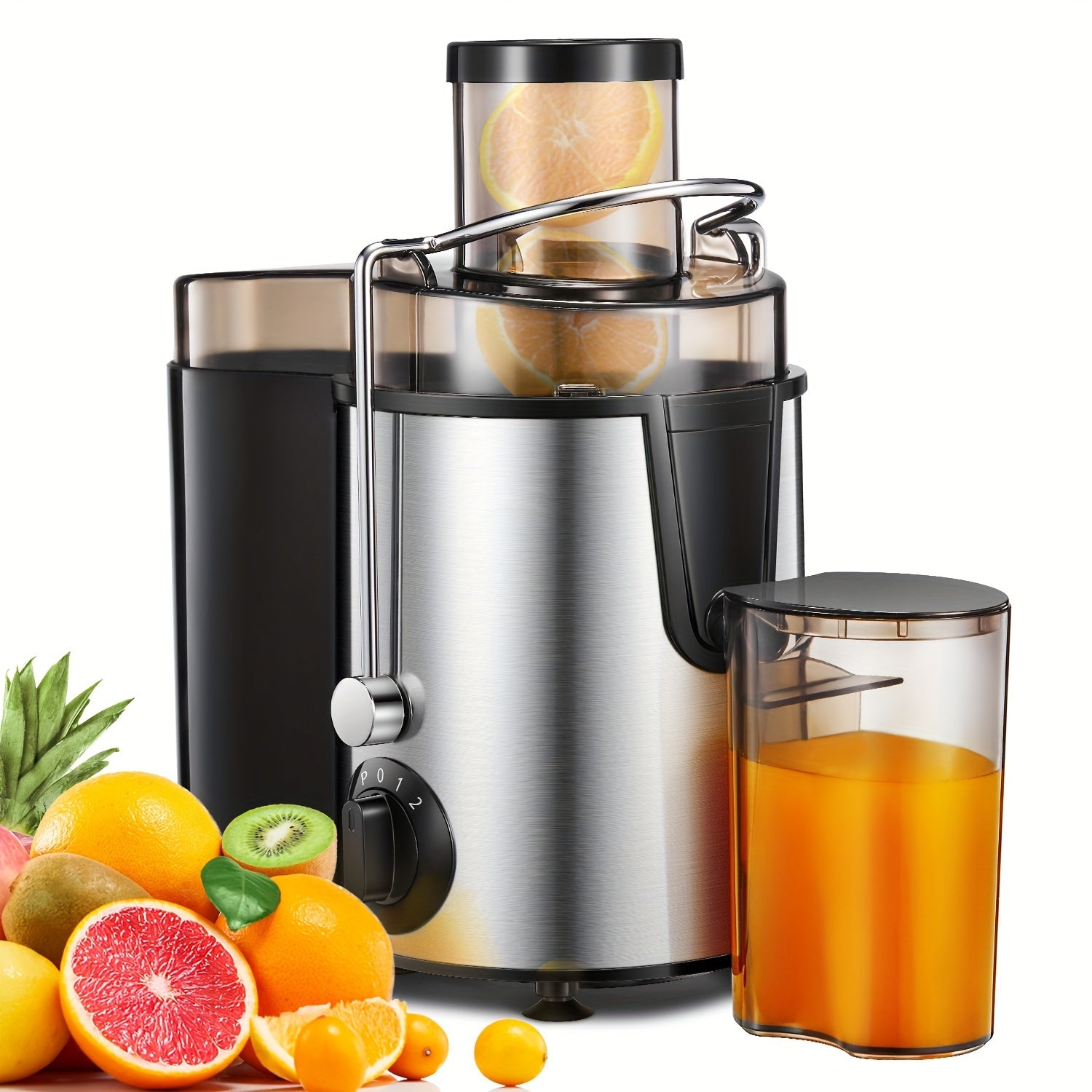 TEMU Juicer Machine, 400w Juicer With Large 3"feed Chute For And Vegetables Easy To Clean, Stainless Steel Centrifugal Juicer, Bpa Free, Non-slip