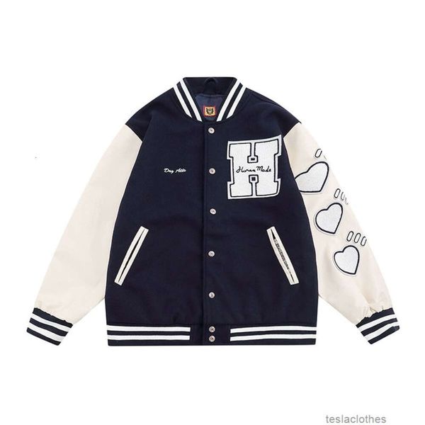 Designer Mens Jackets Fashion Br Coat Outerwear Humanmade Spring New Baseball Suit Men Women Couple Jacket Ins Fleece Sleeves Student Coat