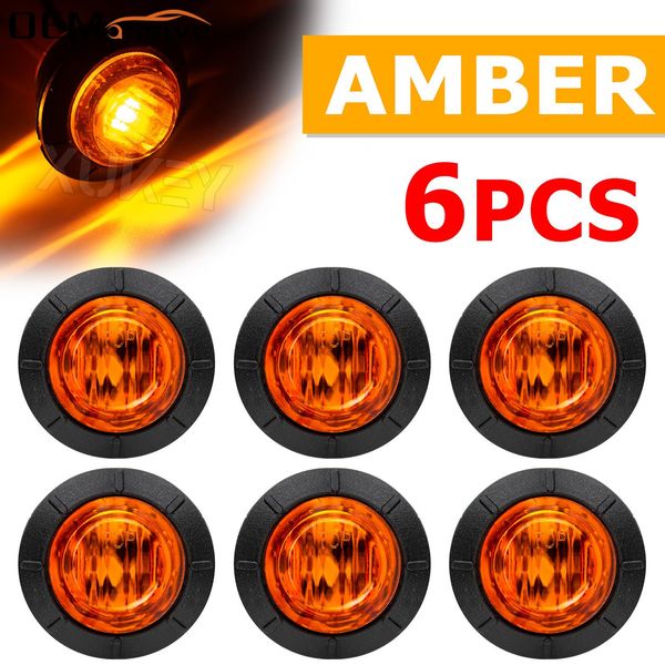 6x Orange Yellow Amber Round 3-4&quot; LED Signal Side Marker Light Indicator clearance Lamp Trailer Truck Caravan Camper UTE 12V 24V