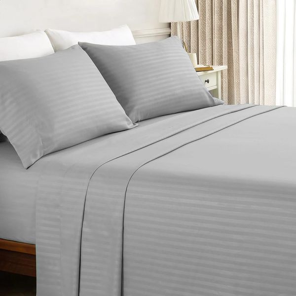 Sheet Battilo bedding 4piece set deluxe with pillowcase solid strip suitable for doublefulllargelarge size 240903