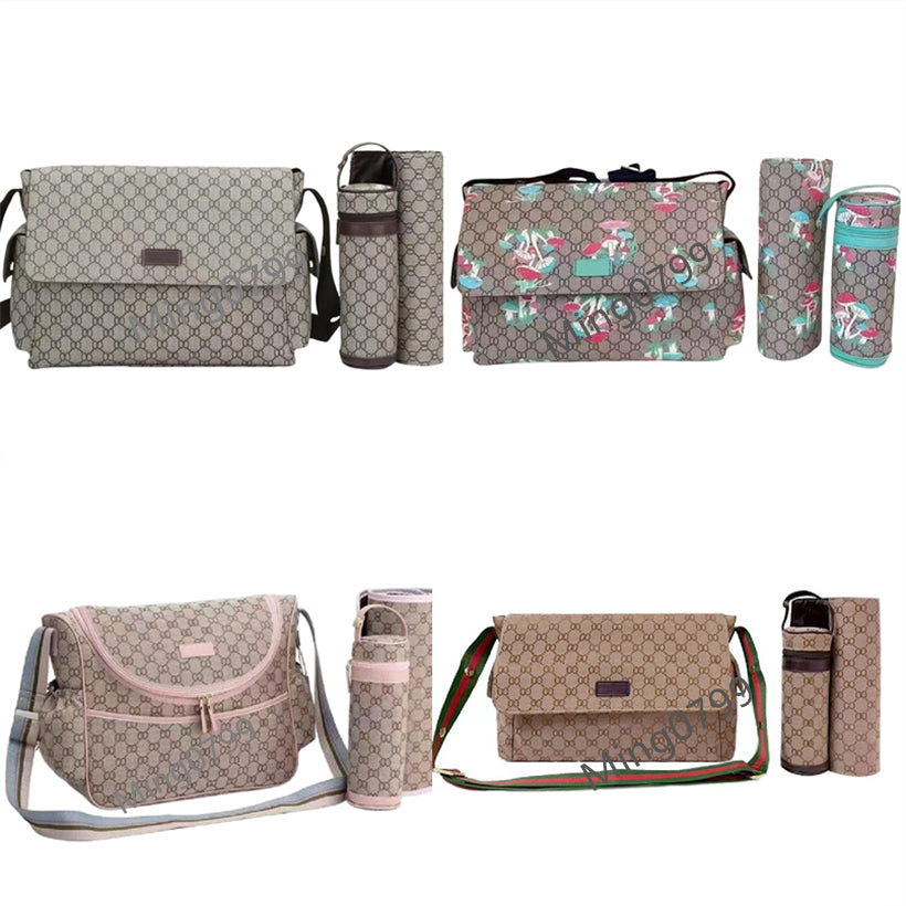 High quality diaper Bag Waterproof Designer Mom Bag Diaper bag 3 piece baby zipper brown check print bag C042
