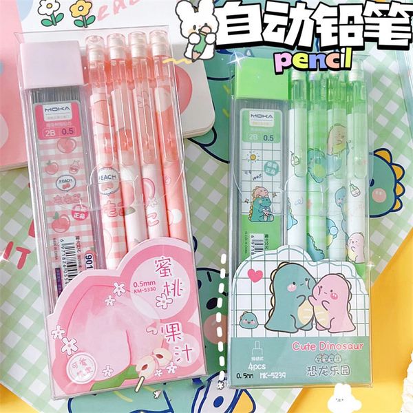 pcs 05mm Mechanical Pencils Kawaii Automatic with Erasers Korean Stationery Cute School Office Press Pens 241120