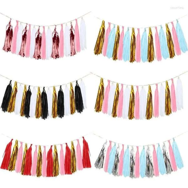15Pcs-Bag Decoration Banner Party Mixed 14&#039;&#039;Paper Rose Gold Paper-Foil Tassel Garland For Wedding Kids Birthday Decor Baby Shower