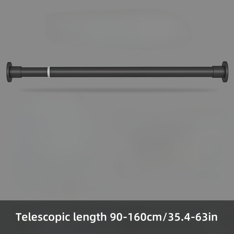 TEMU 1pc Adjustable Metal Telescopic Rod With Spring, Tension Installation, Gravity Support For Shower Curtains, Window Treatments, Roman Rods,