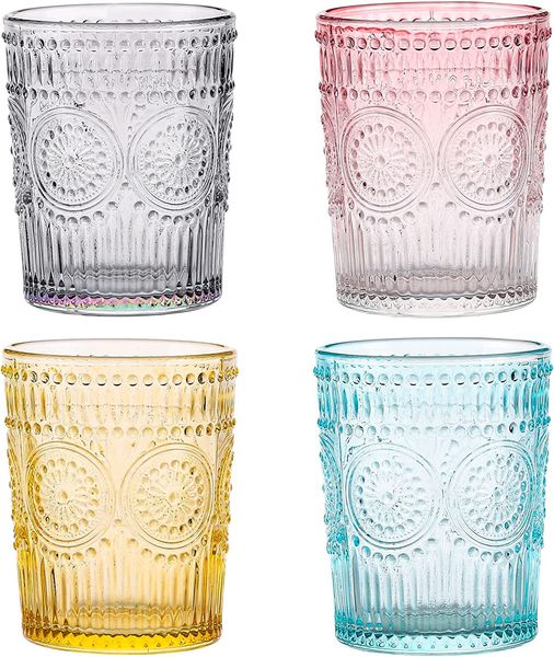 Wine Glasses Vintage Drinking Romantic Water Embossed Glass Tumbler For Juice Beverages Beer Cocktail Wholesale Drop Delivery Home