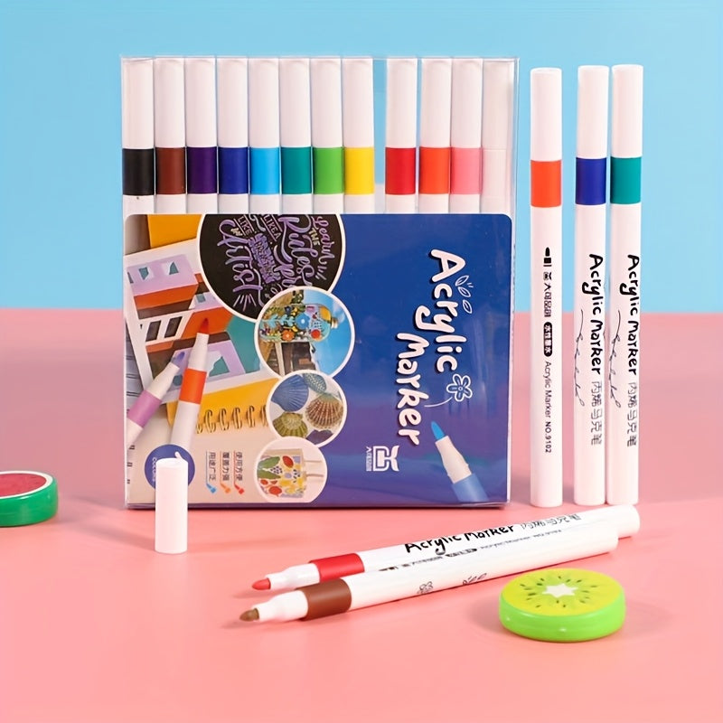 TEMU 36-color Acrylic Brush Set, Water-based Paint Non-toxic Marker Pen, Suitable For Rocks, Glass, Wood, Easter Eggs - Multi- Painting Pen, Painting