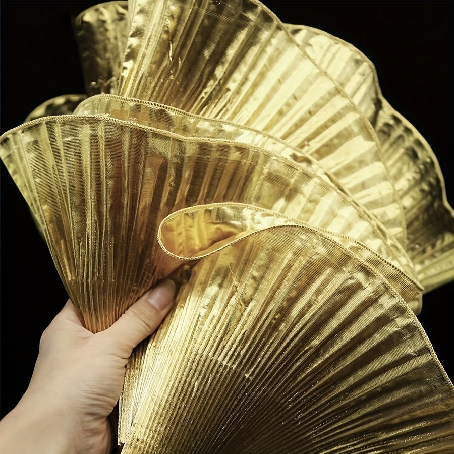 TEMU Metallic Glossy Pleated Wave For Lotus Leaf Lace