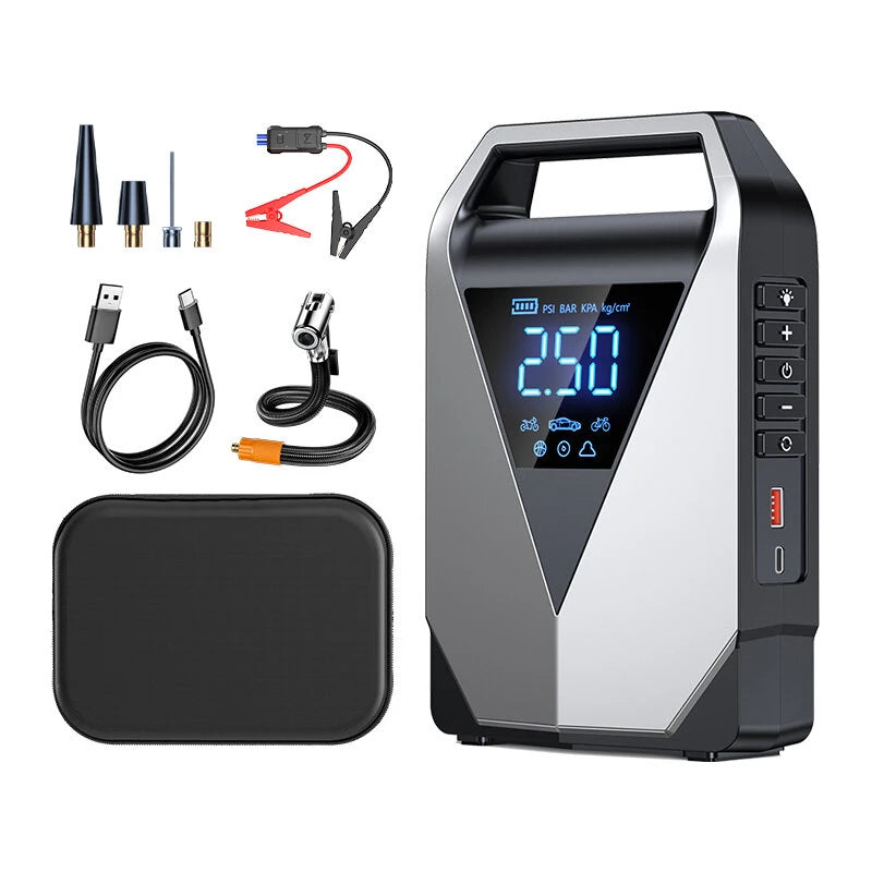 TUERBB 3000A - 4000A 4-in-1 Car Emergency Starter Portable Tire Inflator Multifunctional Jump Starter Power Bank for 12V