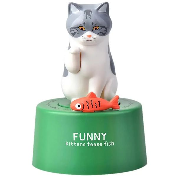 Cute Cat Mechanical Timer Magnet Kitchen Reminder Refrigerator and Microwave Research Portable Counting Tool 241212