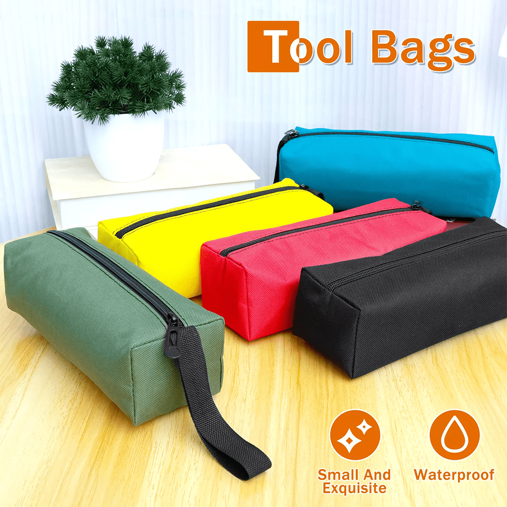 TEMU 5-10 Pack Heavy-duty Canvas Tool Bags Zipper - Durable, Multipurpose Pouches For Home Improvement & Gardening Tools, Non-waterproof, - For Diy