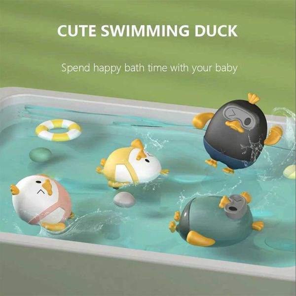Baby Bath Toys New Summer Childrens Bathroom String Pulling Duckling Water Game Baby Bathroom Swimming Cute and Fun Toys for Boys and Girls
