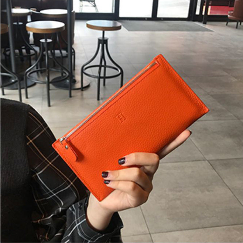 Designer Genuine Leather Vintage Minimalist High Capacity Snap Closure Long & Short Style Women&#039;s Wallet with Coin Pocket Card Holder Red Brown