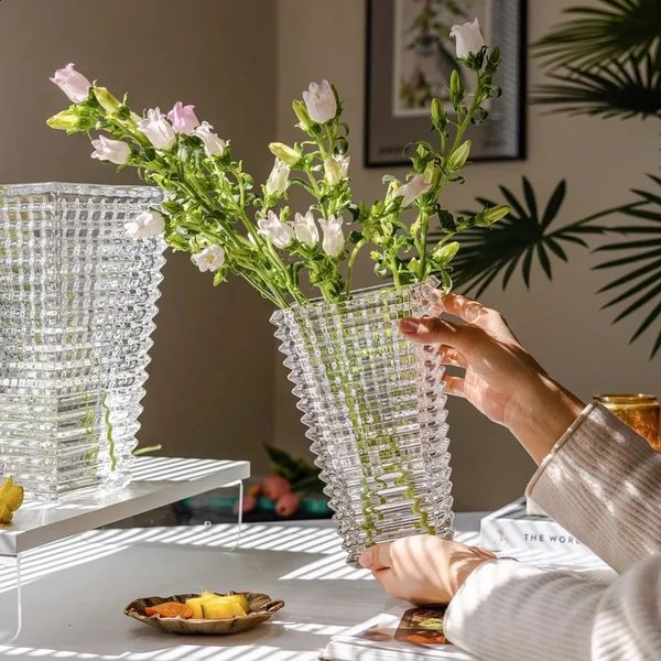 Nordic Creative Glass Vase Sense of Transparent Bud Vase Hydroponic Flowers Home Living Room Ins Decoration Ornaments 250113