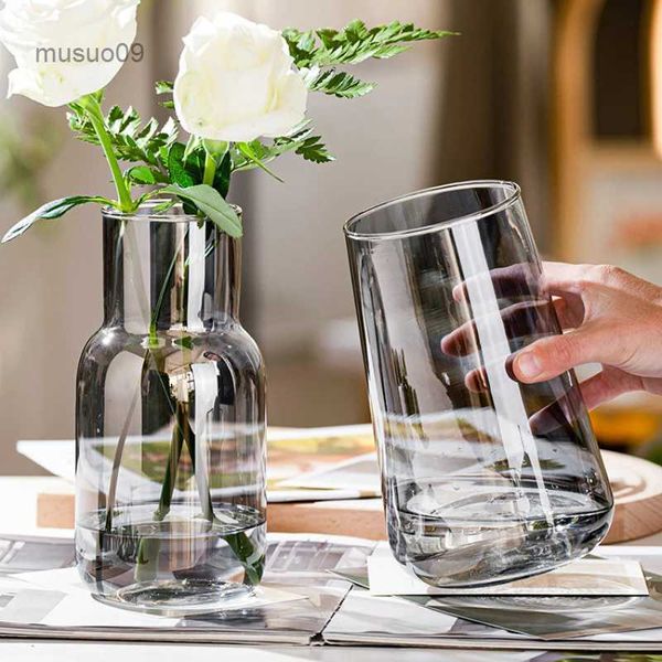 Vases Nordic Ins Wind Magic Glass Vase Hydroponic Flowers Small Transparent Vase Living Room Table Creative Home Decoration OrnamentsL24