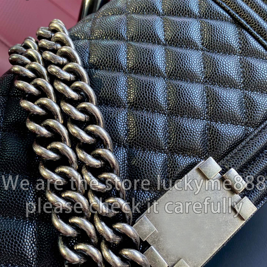 12A Mirror Quality Designer Classic Flap Boy Bag 25cm Medium Womens Real Leather Quilted Bags Luxury Handbags Caviar Lambskin Purse Crossbody Should