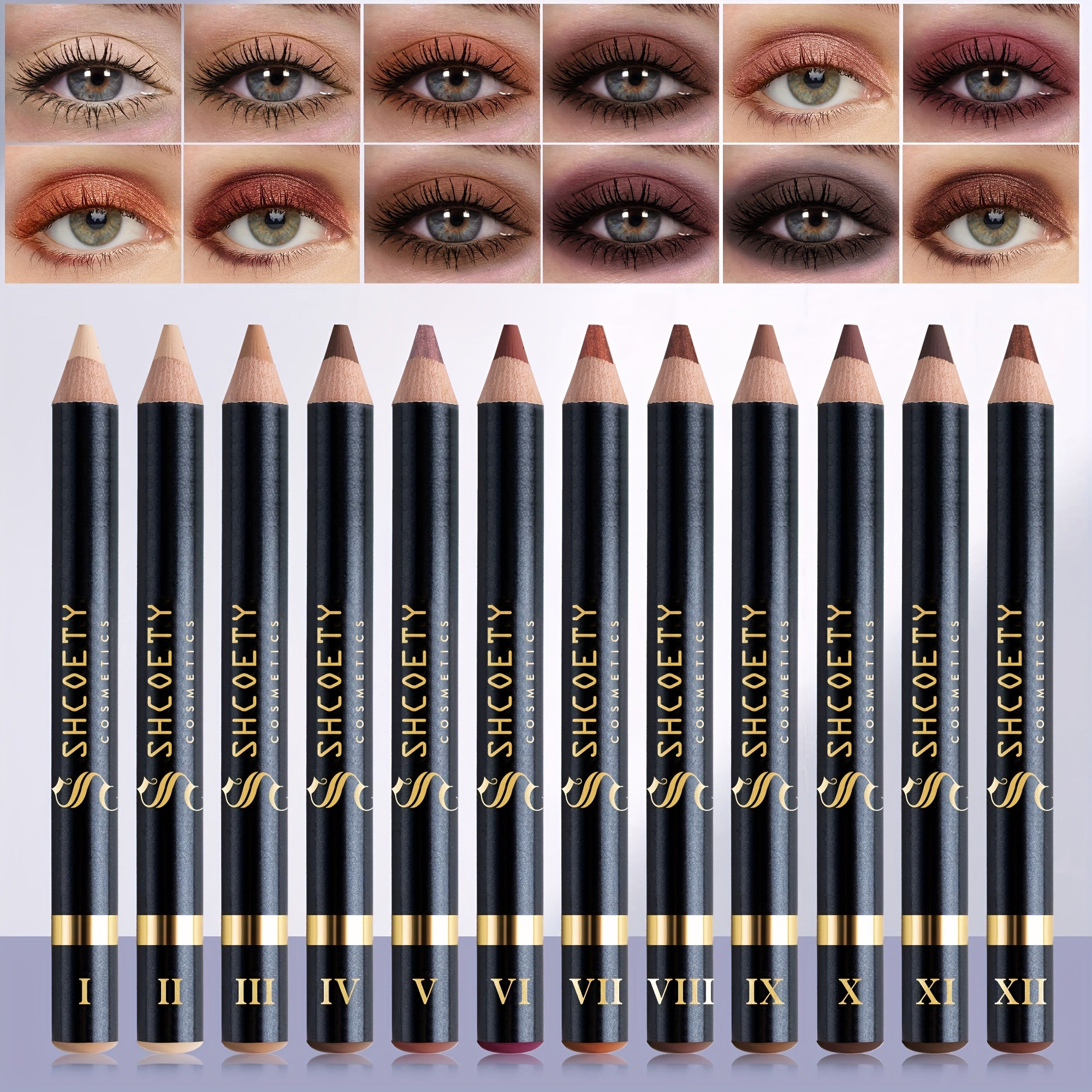 TEMU 12pcs Matte & Shimmer Eyeshadow Stick Set - Multicolor, Waterproof, Long-lasting Eye Makeup Kit With Sharpener, Easy Application For Flawless