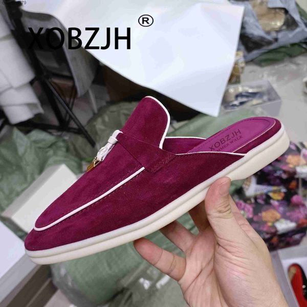 Casual Shoes Slippers ig Quality Comfortable Loafers Summer Walk Soes for Women 2024 Classic Leater and Fabric Feel Sandals Men H241115 LS1C