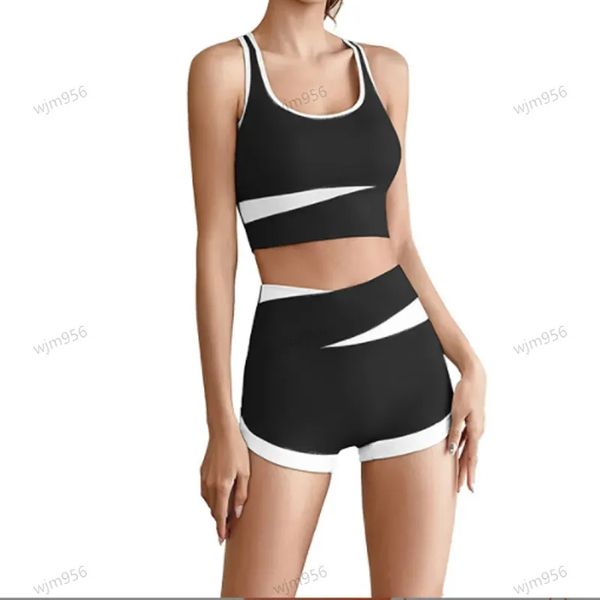2024 Yoga Set lingerie Summer New Product Casual Short Sports Tank Top Women Vest and Shorts Drawstring Shorts Fitness Suit - Free Shippingr