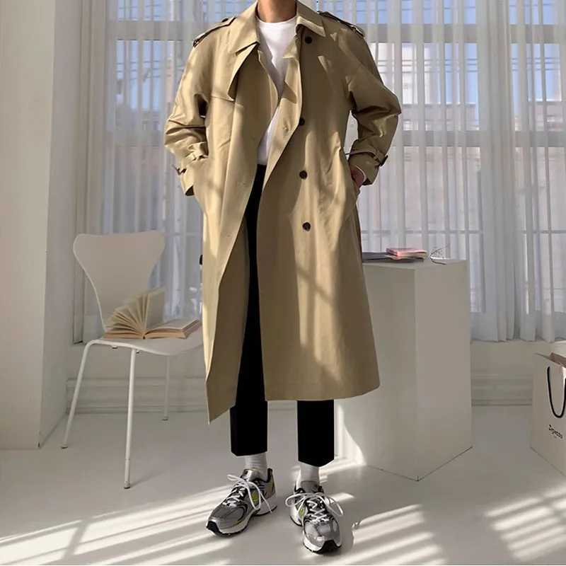 New Arrival Mens solid collar double chest loose casual coat mens short coat R241004