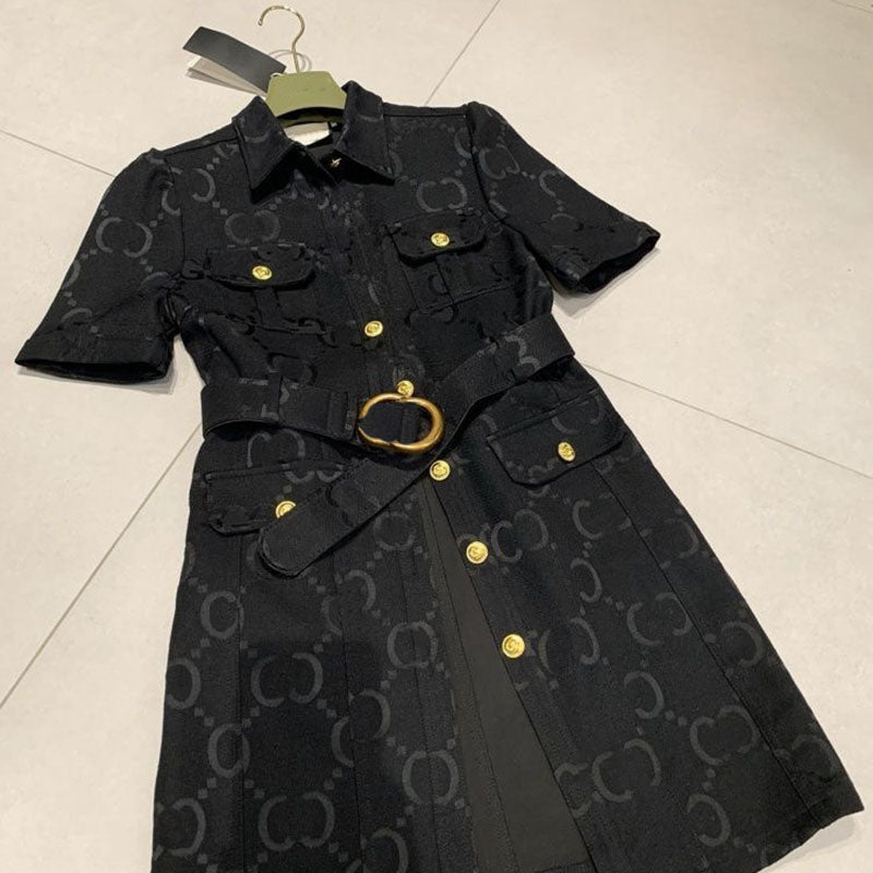 designer luxury brand luxury new women&#039;s dress lapel temperament belt decoration slim fit high-end fashion women&#039;s clothing Asian sizes s-