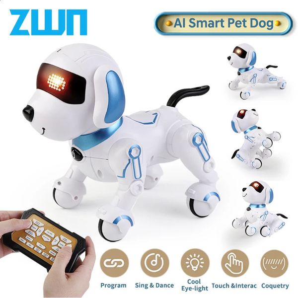 ZWN RC Robot Electronic Stunt Dog Toy Voice Command Programmable Touch and Music Song Robot Dog Childrens Gift 241217