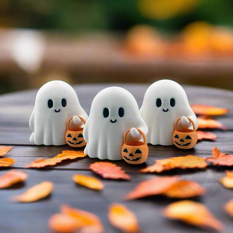 TEMU Cute Tiny Trick Or Treat Halloween Desk Display - Resin Spooky Home Decor With 3 Adorable , Fall Accent, Indoor & Outdoor Use, No Electricity