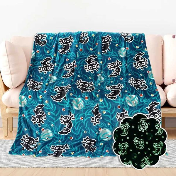 50*60 inches soft cute cartoon luminous creatures and toys pattern glow in dark throw blanket Gift for GirlsXJ241111