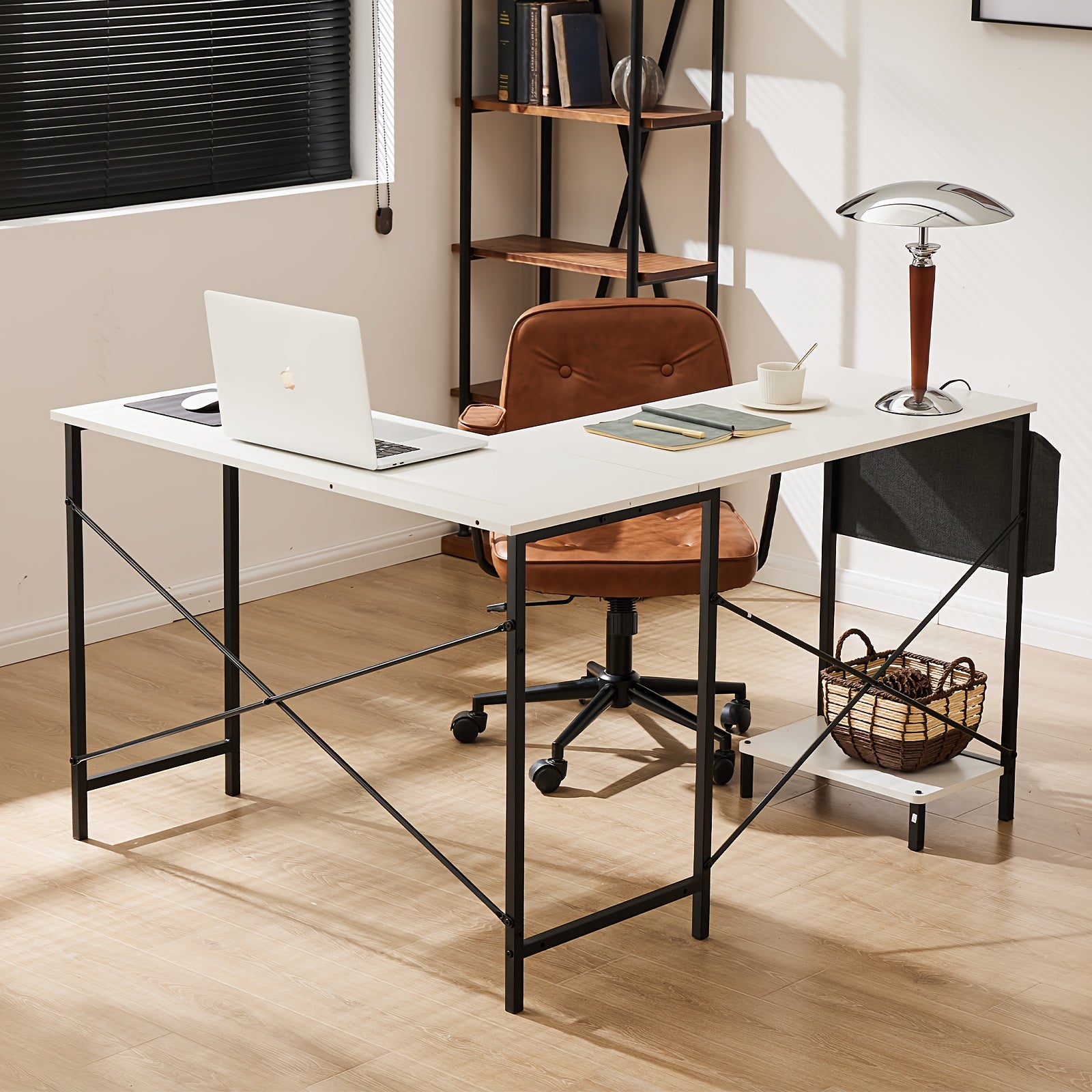 TEMU L Shaped Computer Desk - Gaming Table 50 Inch Pc Writing Desk Study Desks With Wooden Desktop Cpu Stand Side Bag Reversible For Home Office Dorm