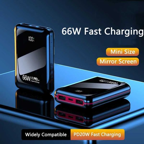 Mini power pack with dual USB ports 66W fast charging 20000mAh equipped with mirrored Sn power pack suitable for iPhone 15 backup battery M2