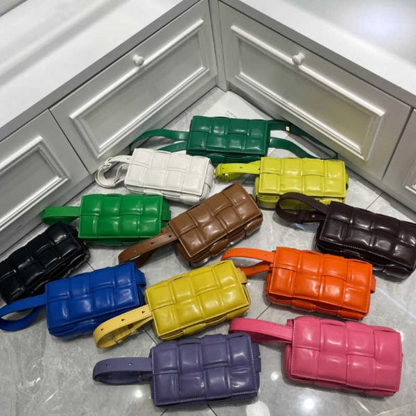 Bag Women Pillow Bag Bubble Woven Waist Bags Small Square Leather Women s Body Bumbag Shoulder 240104