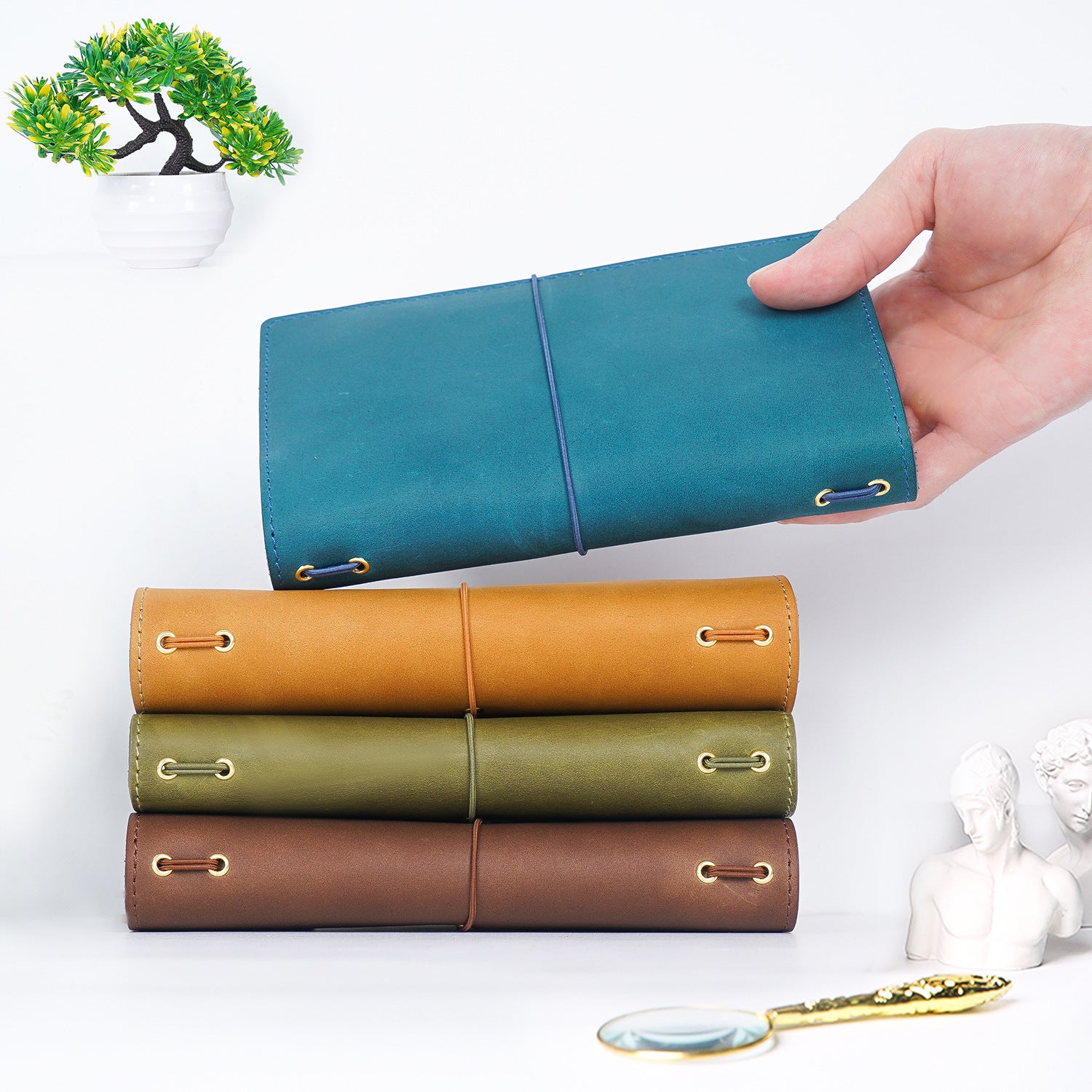 Fromthenon First Layer Cowhide Leather Travel Notebook Standard Passport Ledger Journal Diary Notebook Stationery Supplies 240708