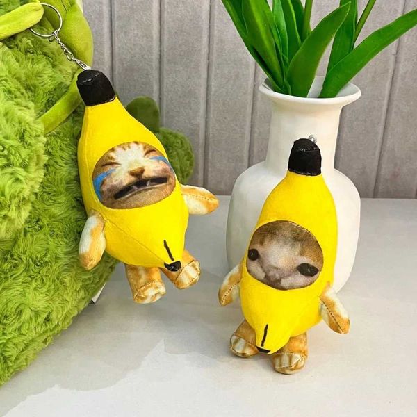 Stuffed Plush Animals Interesting animals banana cat dolls plush toys sound bags pendants keychains dolls gifts H240710